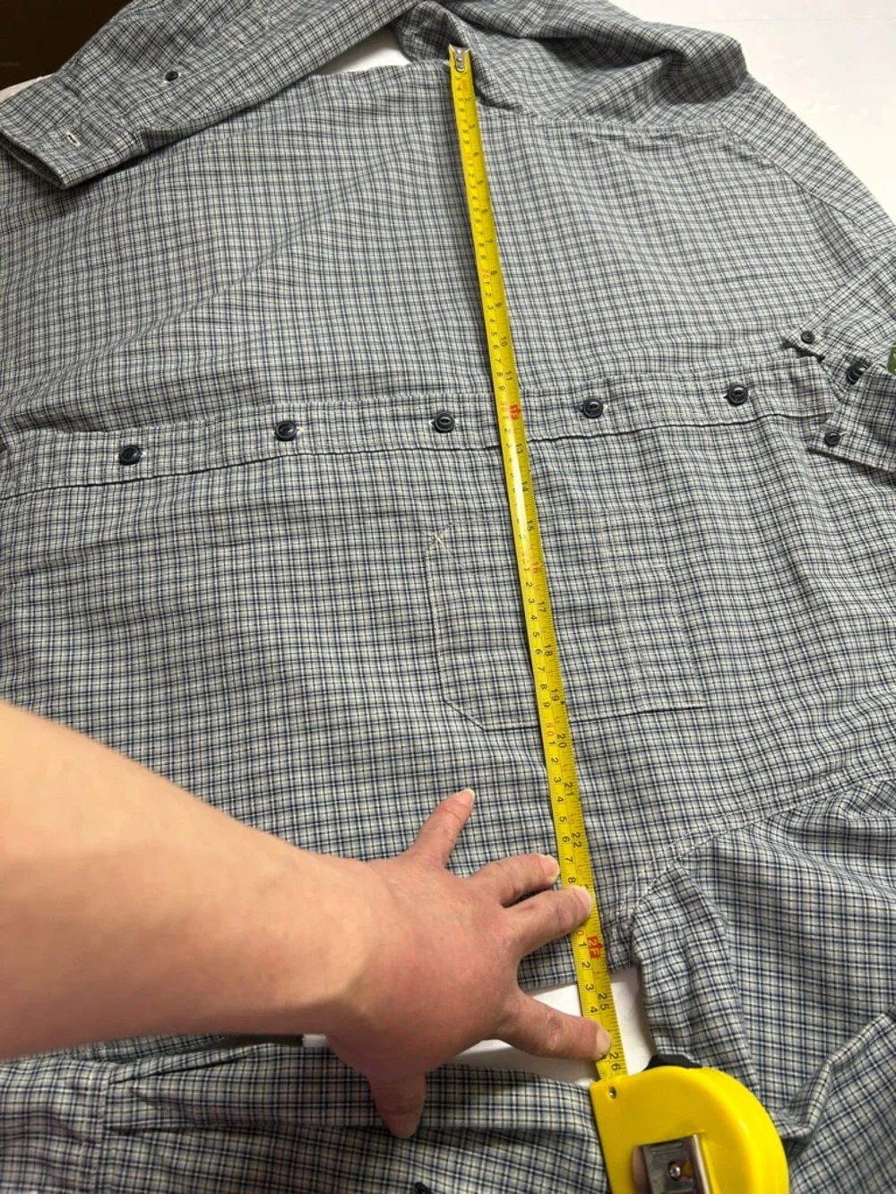 Eddie Bauer Gray and Blue Plaid Button-Down Shirt - Picture 6 of 7